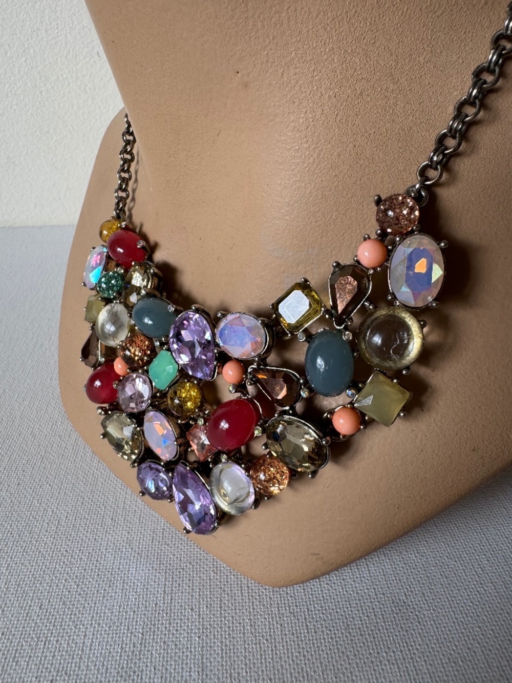 Betsey Johnson Statement Bib Necklace Crystal Rhinestone Multicolor
